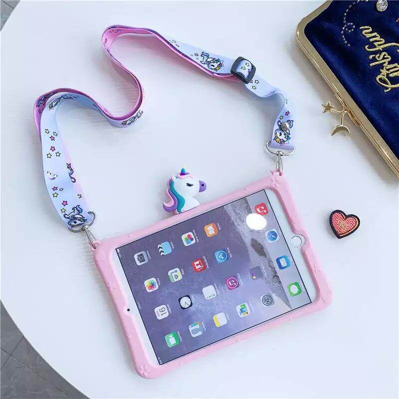 Vỏ cho Samsung Galaxy Tab A 8.0 2019 kèm bút S Pen SM-P200 P205 Cartoon Unicorn Thân thiện với trẻ em Silicone EVA Chống va đập Chống rơi Bao đựng có dây đeo vai