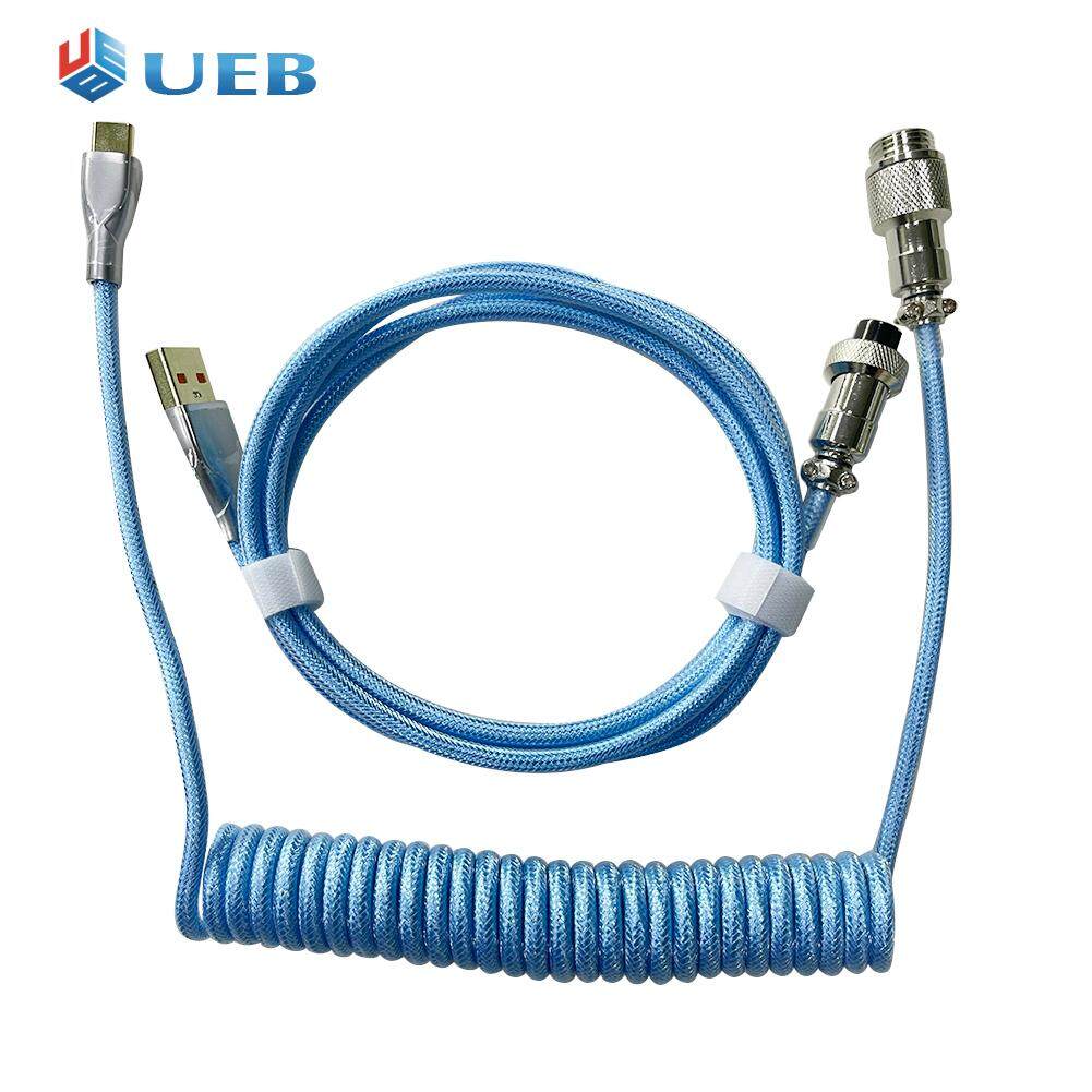 Dây USB Loại C Cuộn Chuyên Nghiệp Cho Bàn Phím Cơ Đầu Nối Phi Công Dây Dù Xoắn Ốc