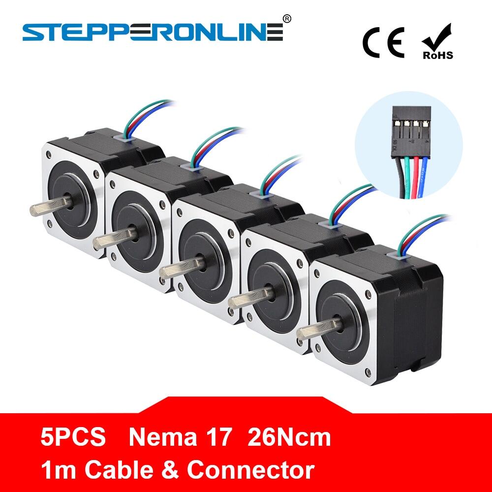 STEPPERONLINE Unipolar Nema 17 Stepper 0.4A 37oz.in/26Ncm 12V Stepper Motor DIY CNC 