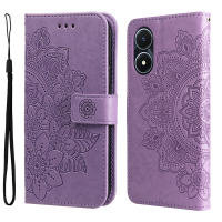 Thinmon for OPPO A17/OPPO A17K Flower Embossed Flip Case with Card Slot Protector