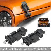 1 Set Black Hood Lock Bracket Latches Buckle Holder For Jeep Wranglers 07-17