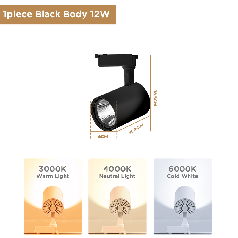 CANMEIJIA 3 colors Led Track Lights 12W 20W 30W 40W 85V-265V COB Track Lamp Rail Spotlights Lighting Fixture Black/White Led Spots Lights for Home Lighting Store