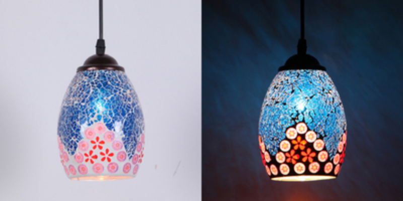 Moroccan Turkish Pendant Light Retro Vintage Mosaic Ceiling Light E27 Base Mediterranean Style Decoration Glass Haning Lamp