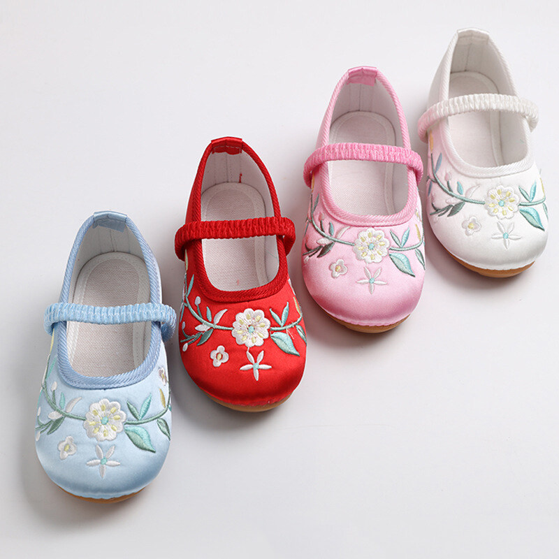 Wiseababy CNY Hanfu Baby Girs Cloth Shoes Ancient Embroidered Shoes Girls