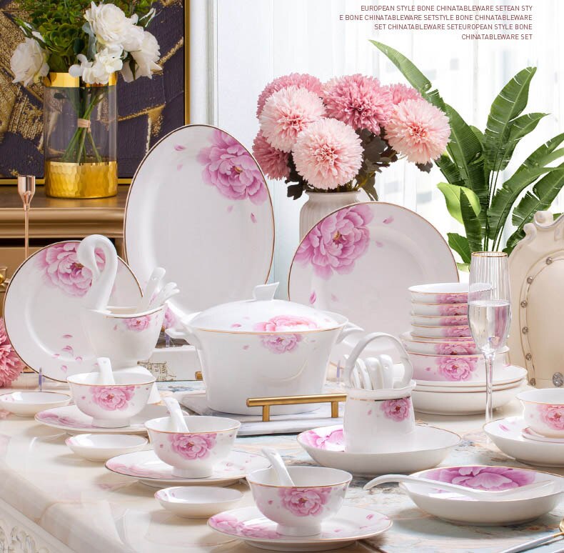 Free ship 60 Heads ceramic tableware Dish Rice Bowl Salad Noodles Bowl Plate Dinnerware Sets Kitchen Soup Pot AshtrayTableware ราคา 28,437 บาท*ส่งฟรี