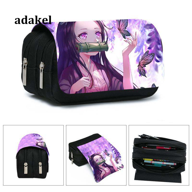 Adakel Hộp Bút Chì Anime Demon Slayer Kimetsu No Yaiba Hộp Bút Chì Trường Học Ba Lô Học Sinh Thường Ngày