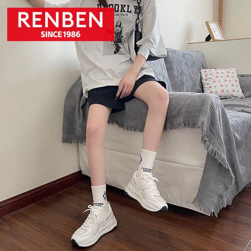 RENBEN Women's sneakers breathable retro classic fashion retro thick sole heightening super fire casual dad shoes