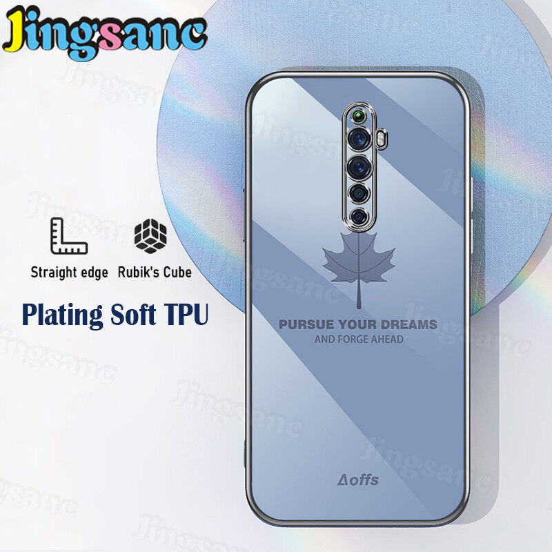 Jingsanc Dành Cho OPPO Reno2/Reno2 Ốp Điện Thoại F/Reno, Tranh Lá Phong Sang Trọng TPU Mềm Vỏ CẠNH VUÔNG Thẳng Mạ Điện Ốp Lưng Ống Kính Bao Gồm Chống Sốc Mạ Reno 2/Reno 2F