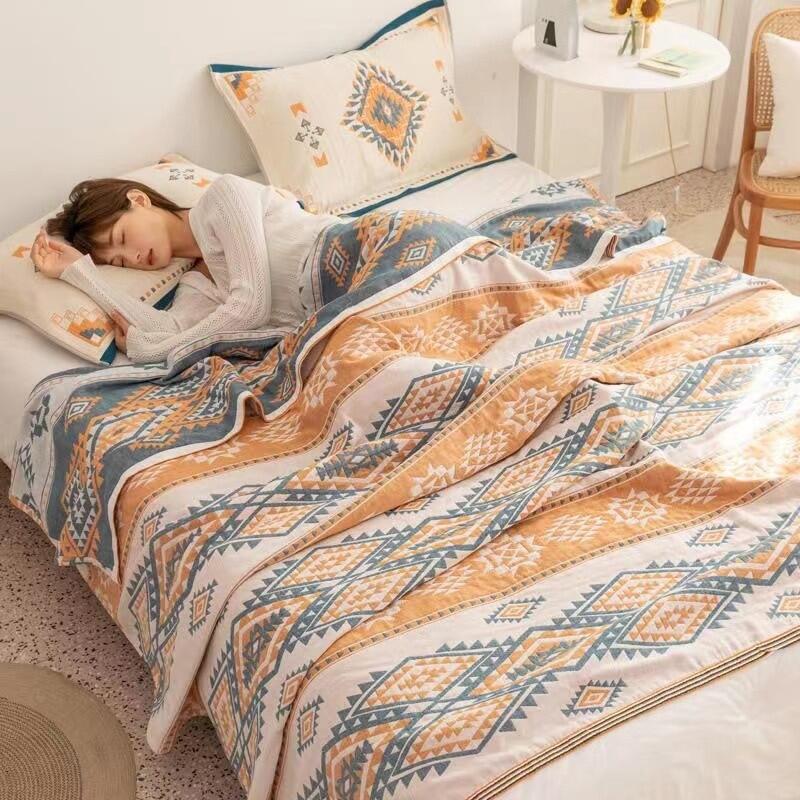 New Fashion Cotton Blankets For Beds Gauze Summer Cool Quilt Soft Blanket Single Double Sheet Sofa Cover Comfortable Bedspread ราคา 779 บาท*ส่งฟรี