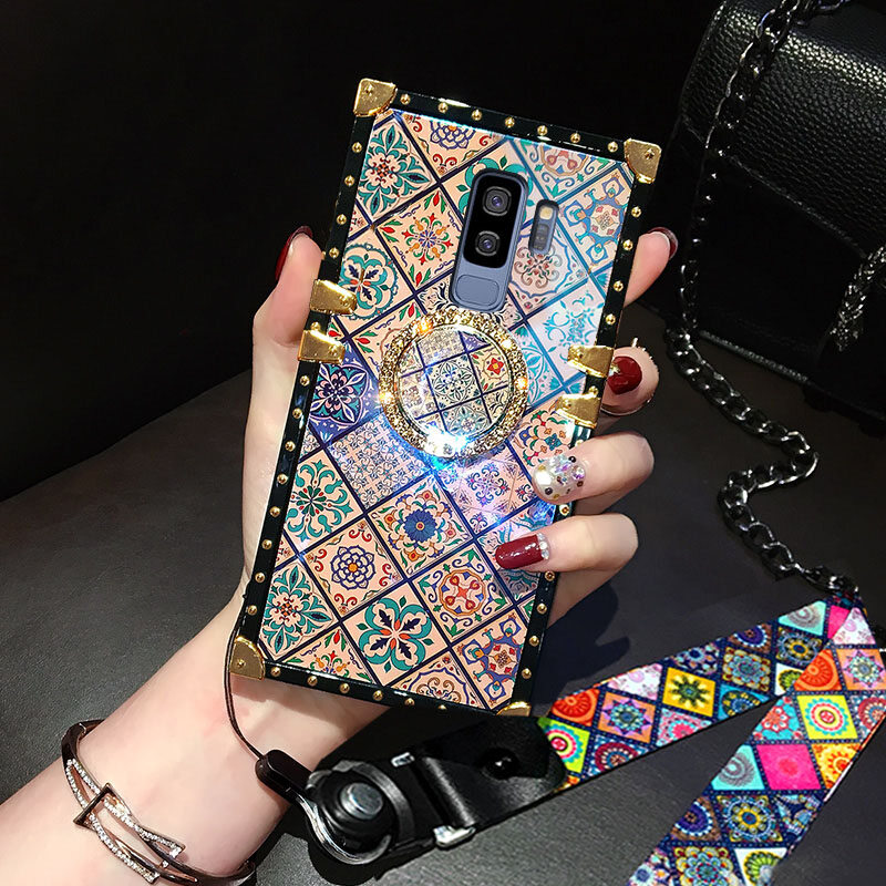 Ốp Lưng Điện Thoại Cho Samsung Galaxy S8 / S8 + / S8 Plus / S9 / S9 + / S9 Plus / S10 / S10 + / S10 Plus Ốp Lưng Họa Tiết Sứ Màu Xanh Và Trắng Phong Cách Dân Tộc Sang Trọng với Khung Dây Dài