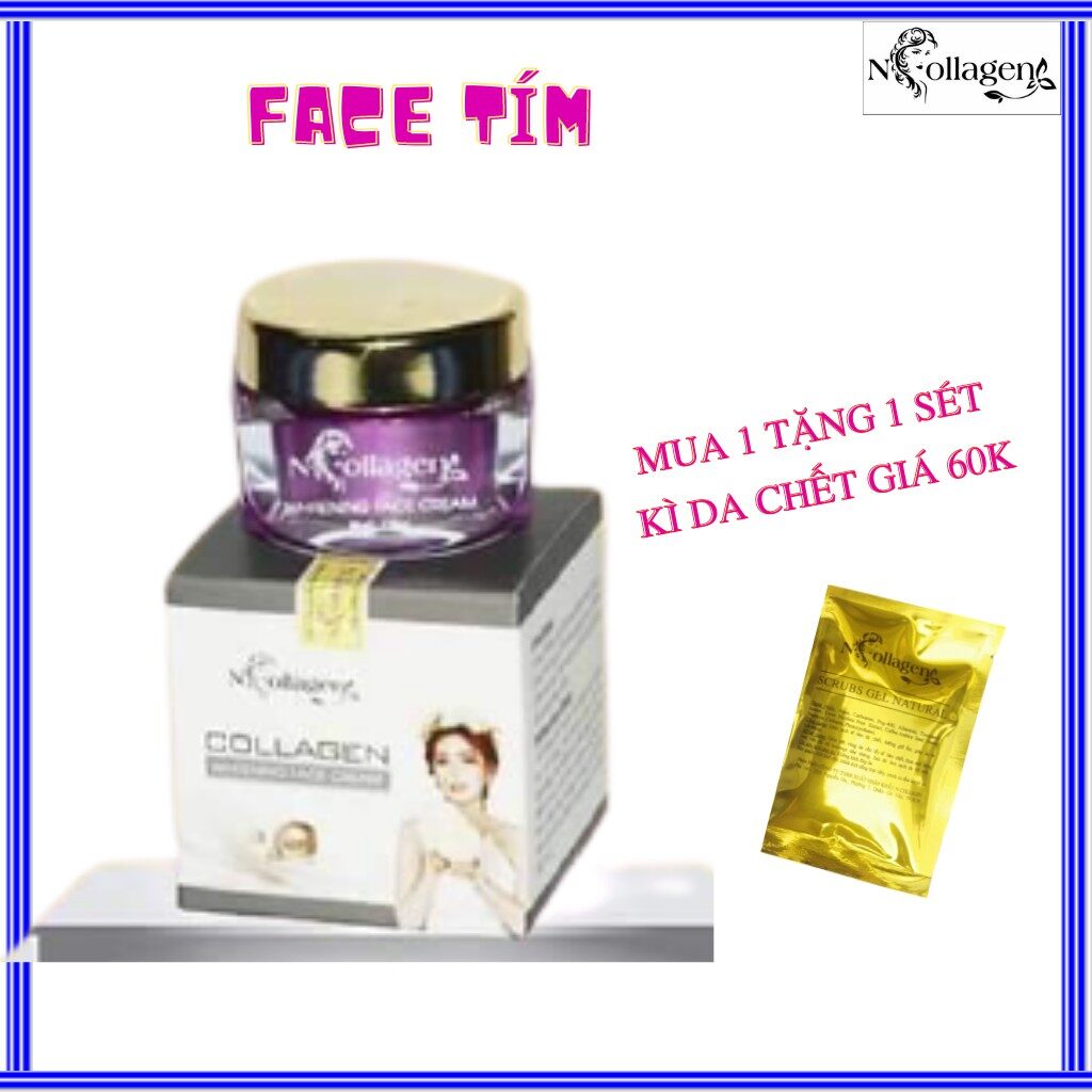Kem mặt tím n.collagen . kl:25g. chống nắng 45+. tặng tẩy tế bào chết.