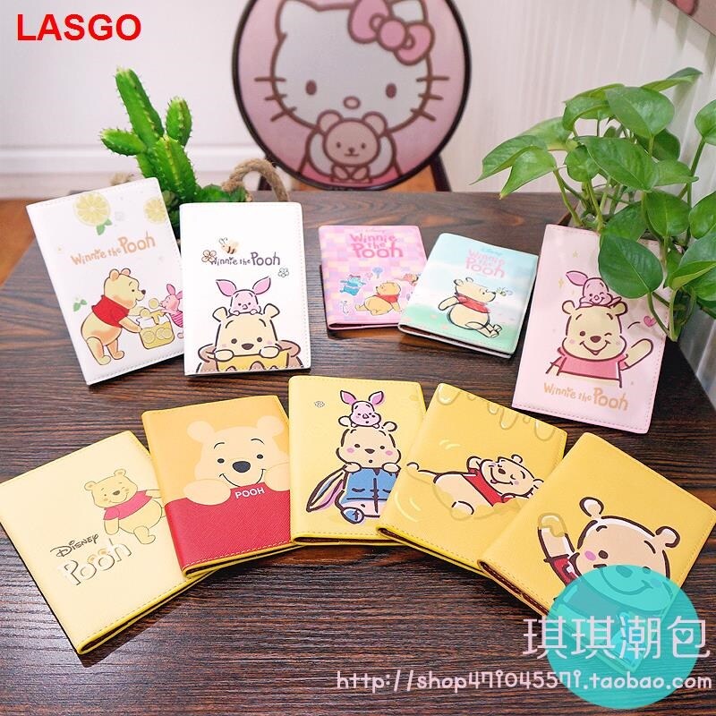 Vỏ bảo vệ hộ chiếu lợn heo con Túi đựng Hộ chiếu gấu Hàn Quốc Vỏ bảo vệ hộ chiếu hoạt hình kẹp vé khí Winnie The Pooh