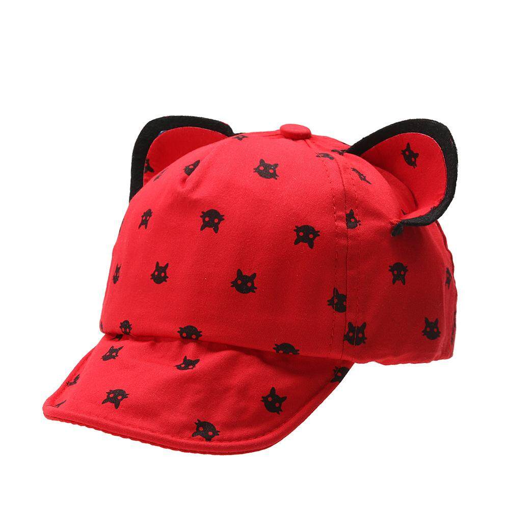Huahankuang®หูแมวน่ารักเด็กหมวกเบสบอลระบายอากาศที่บังแดดปรับได้หมวกบังแดด