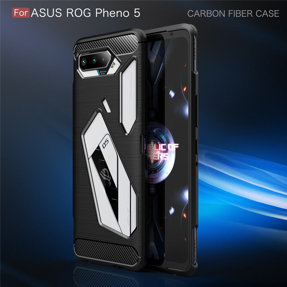 Lereach Sợi Carbon Ốp Mềm Cho Asus ROG Phone 5 Pro Ultimate Ốp Lưng Silicon TPU Chống Va Đập Ốp Điện Thoại