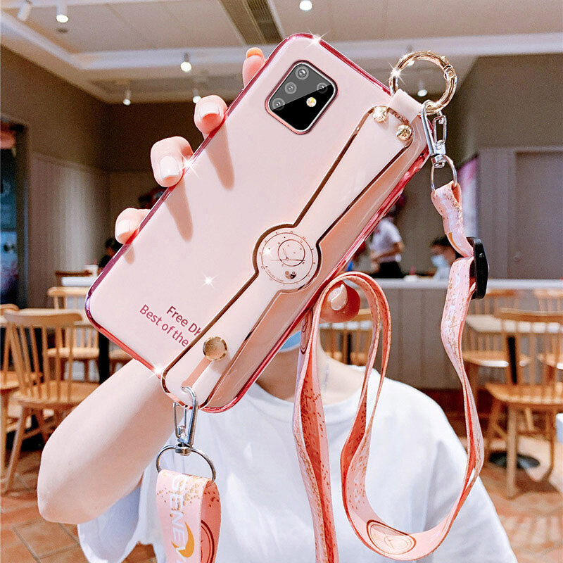 Vỏ Bọc Ốp Cho Samsung Galaxy Note 10 Lite S10 Lite Có Dây Đeo & Giá Đỡ Dây Đeo Cổ Tay, Ốp Điện Thoại Mạ Siêu Mỏng Sáng Bóng Sang Trọng Ốp Bảo Vệ Chống Sốc Bằng Silicon TPU Mềm Dành Cho Galaxy S10 Lite Note 10 Lite