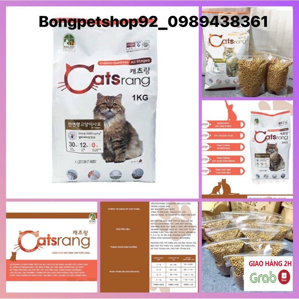 Hạt cho mèo, thức ăn cho mèo, catrang, catrang 5kg