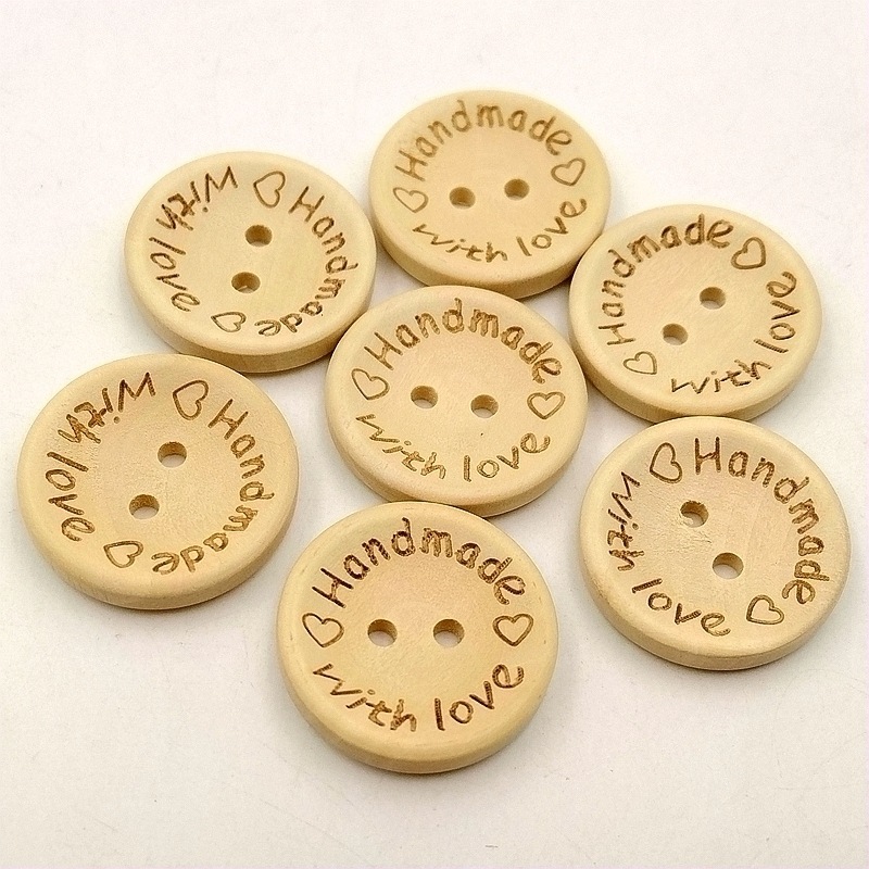 50 Cái Nút Gỗ Màu Tự Nhiên 15/20/25Mm Handmade Thư Tình Yêu Scrapbooking Cho Vật Liệu May Vá Phụ Kiện