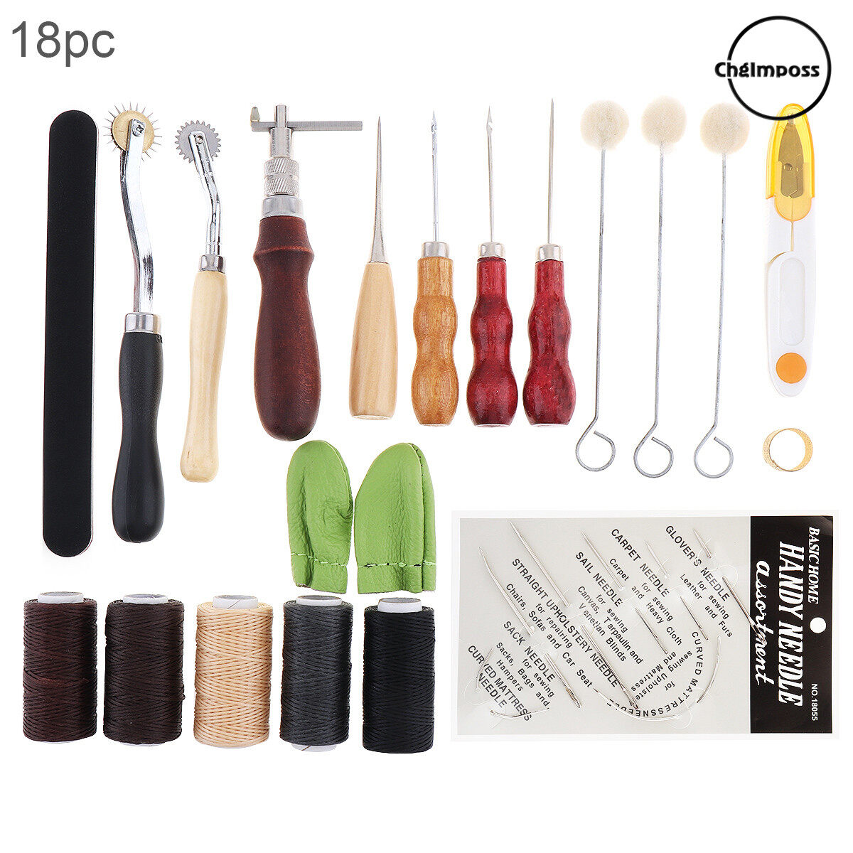 Chgimposs 18 cái/bộ da thủ công handmade may dùi khâu sản phẩm chạm khắc bộ tự làm yên groover da thủ công bộ dụng cụ thủ công