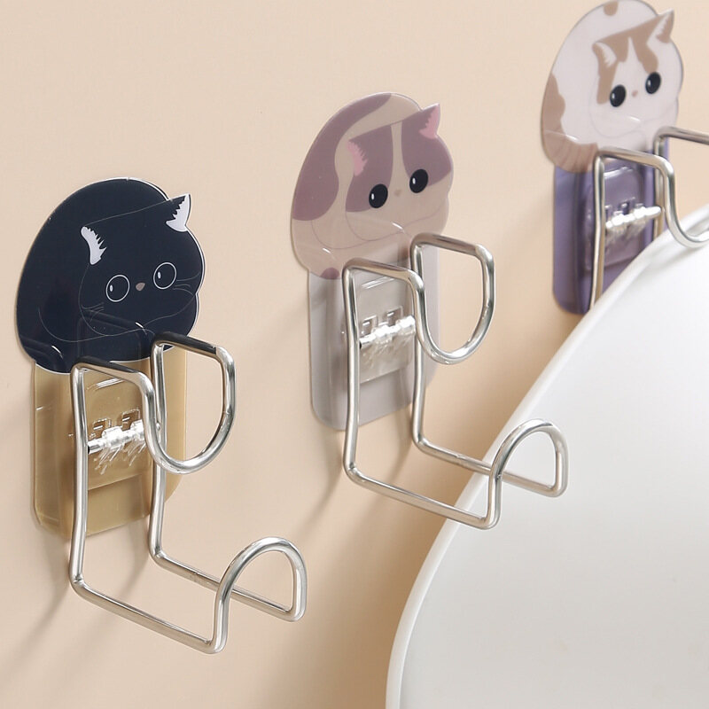 Houseeker Giá Treo Chậu Rửa Động Vật Dễ Thương Giá Treo Chậu Rửa Nhà Tắm Bằng Thép Không Gỉ Móc Tự Dính Bằng Vải Bọt Biển Nhà Bếp
