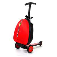 Ferrari Children Travel Boarding box Luggage Trolley Bag Suitcase Scooter Folding Travel Kick Push 3 Wheel For 3-10 years Kids
