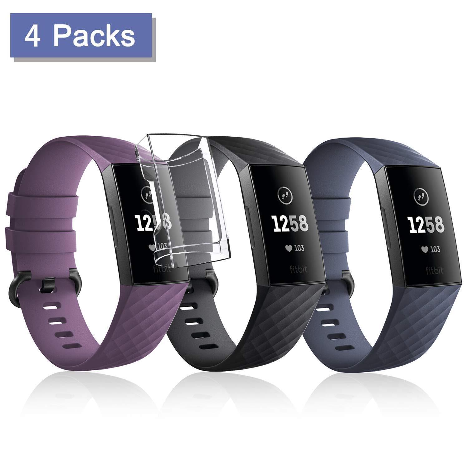 Tương thích với fitbit charge 3 / charge 4 dây đeo, dây đeo thay thế với 1 miếng bảo vệ toàn màn hình cho fitbit charge 3 / 3 se và charge 4
