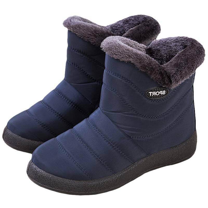 Bốt Đến Mắt Cá Ghobfpe Cho Nữ, Bốt Đế Bằng Có Khóa Kéo Lót Lông Giữ Ấm Mùa Đông Chống Thấm Nước Tuyết