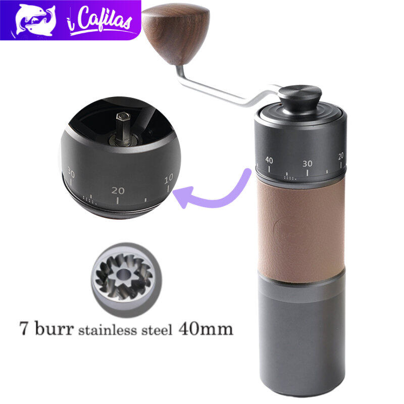 【i Cafilas】[GM2214] Chestnut Manual Coffee Grinder 7 Angle Core 420 Stainless Steel 40mm Titanium Coated Burr Plating 30G Capacity ราคา 114 บาท*ส่งฟรี