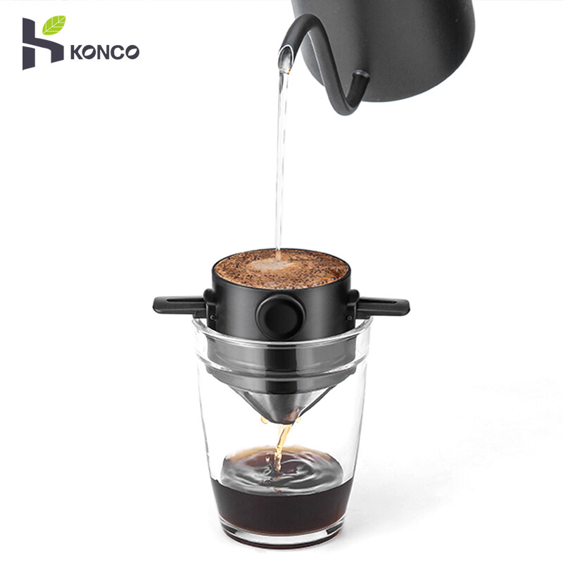 Bộ Lọc Cà Phê Konco, Dụng Cụ Nhỏ Giọt Cà Phê Hai Lớp, Có Thể Gập Lại Trà Infuser Giá Đỡ Cầm Tay Không Cần Giấy Lưới Máy Pha Cà Phê
