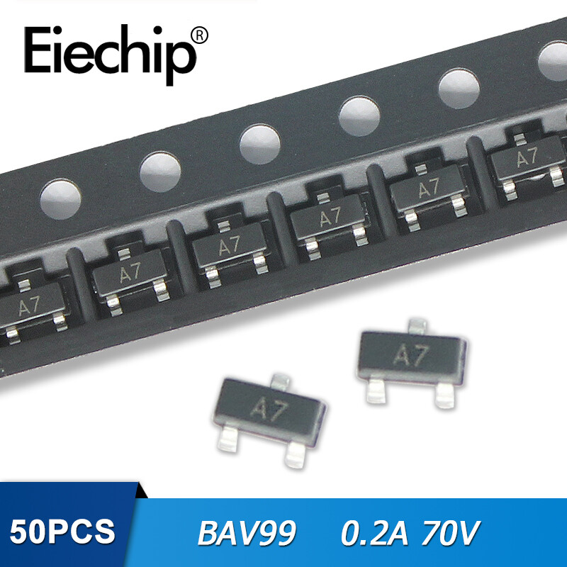 50 cái/lốc bav99 sot-23 a7 sot23 0.2a 70v bóng bán dẫn