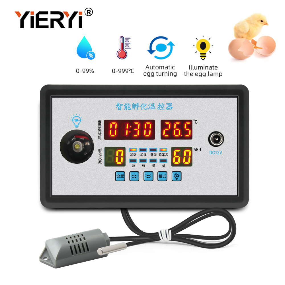 Yieryi ZFX-W9002 Điều Nhiệt Thông Minh Kỹ Thuật Số Lồng Ấp Trứng Lồng Ấp Điều Khiển Độ Ẩm Nhiệt Độ Xoay Trứng Tự Động 360 12V