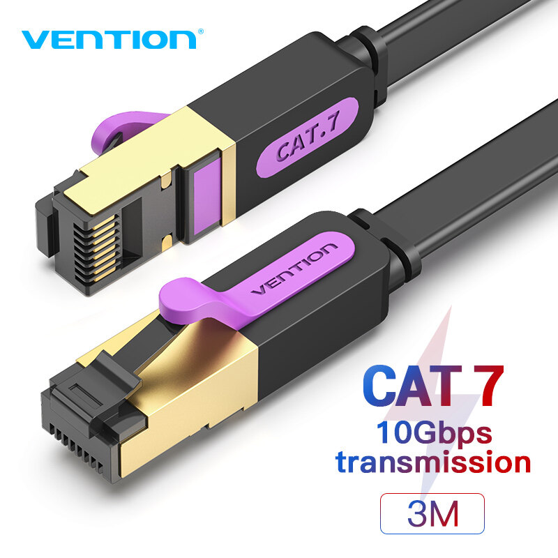 Vention Dây Mạng Lõi Đồng Cat7 5M - Tốc Độ 10Gbps - Dây Dẹp Chống Nhiễu - Đầu Cắm Vàng - Mạng 10 Gig