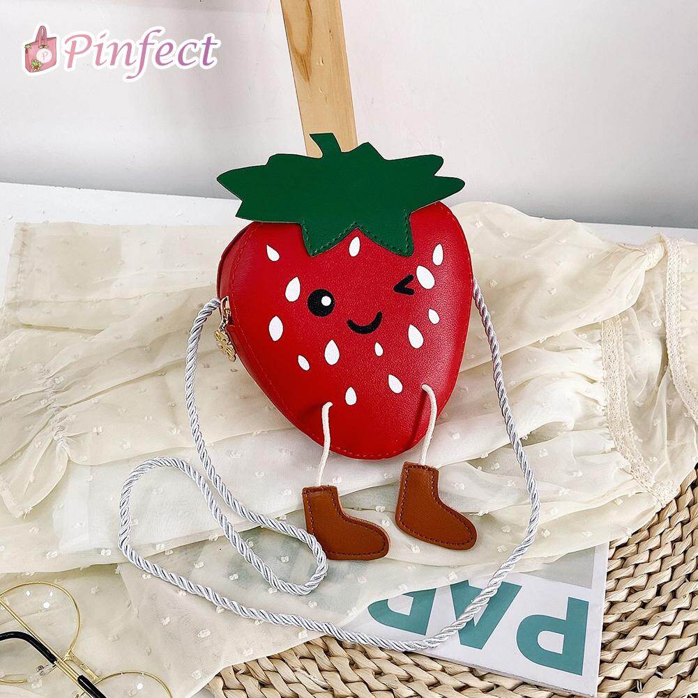 Túi Đeo Chéo Hoạt Hình Quả Dâu Dễ Thương Pinfect Cho Bé Gái Túi Đưa Thư Đeo Vai Bằng Da PU Túi Đựng Tiền Nhỏ Ví Đựng Tiền Xu Túi Dễ Thương Cho Trẻ Em