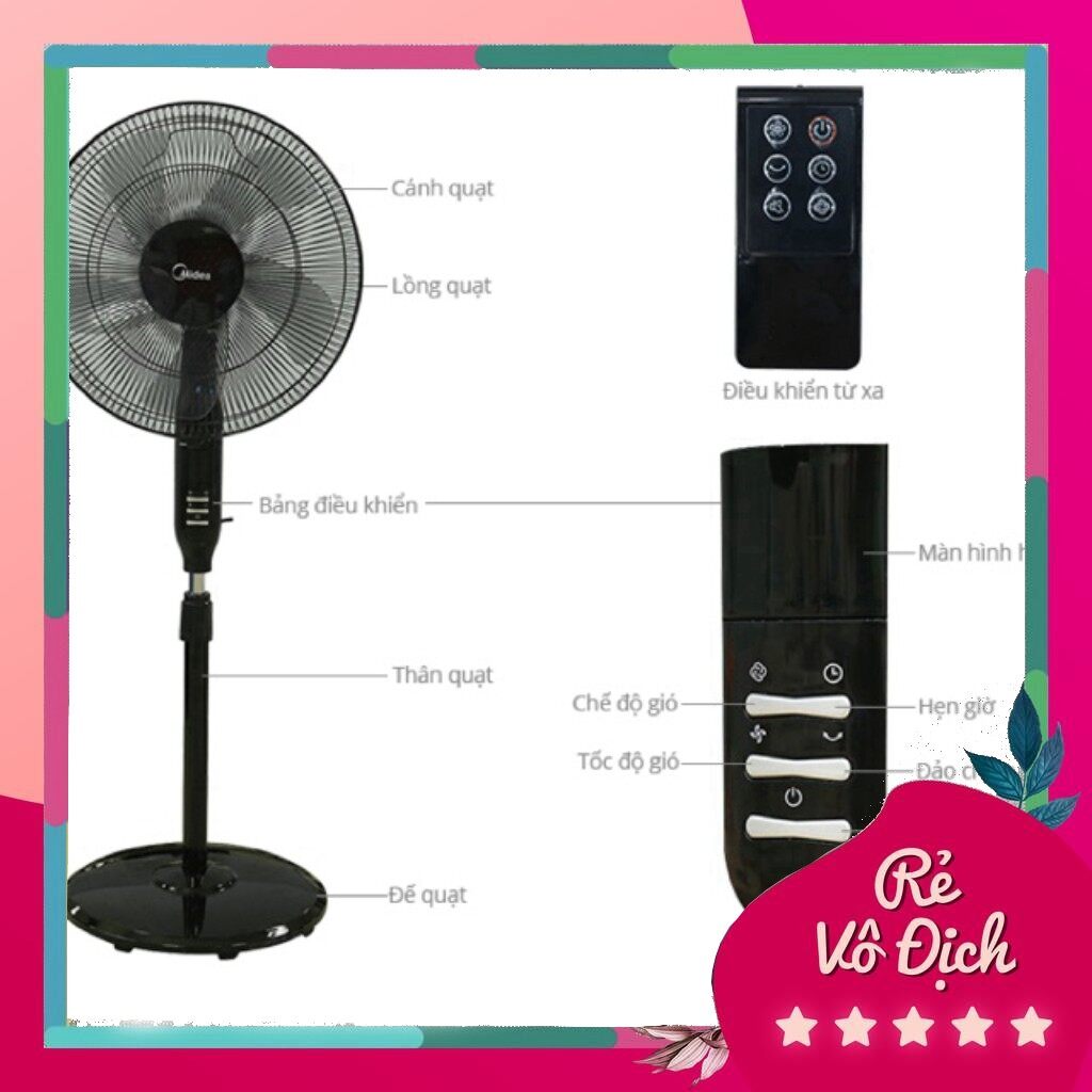 Quạt cây midea có điều khiển fs40-15qr bh 12 tháng
