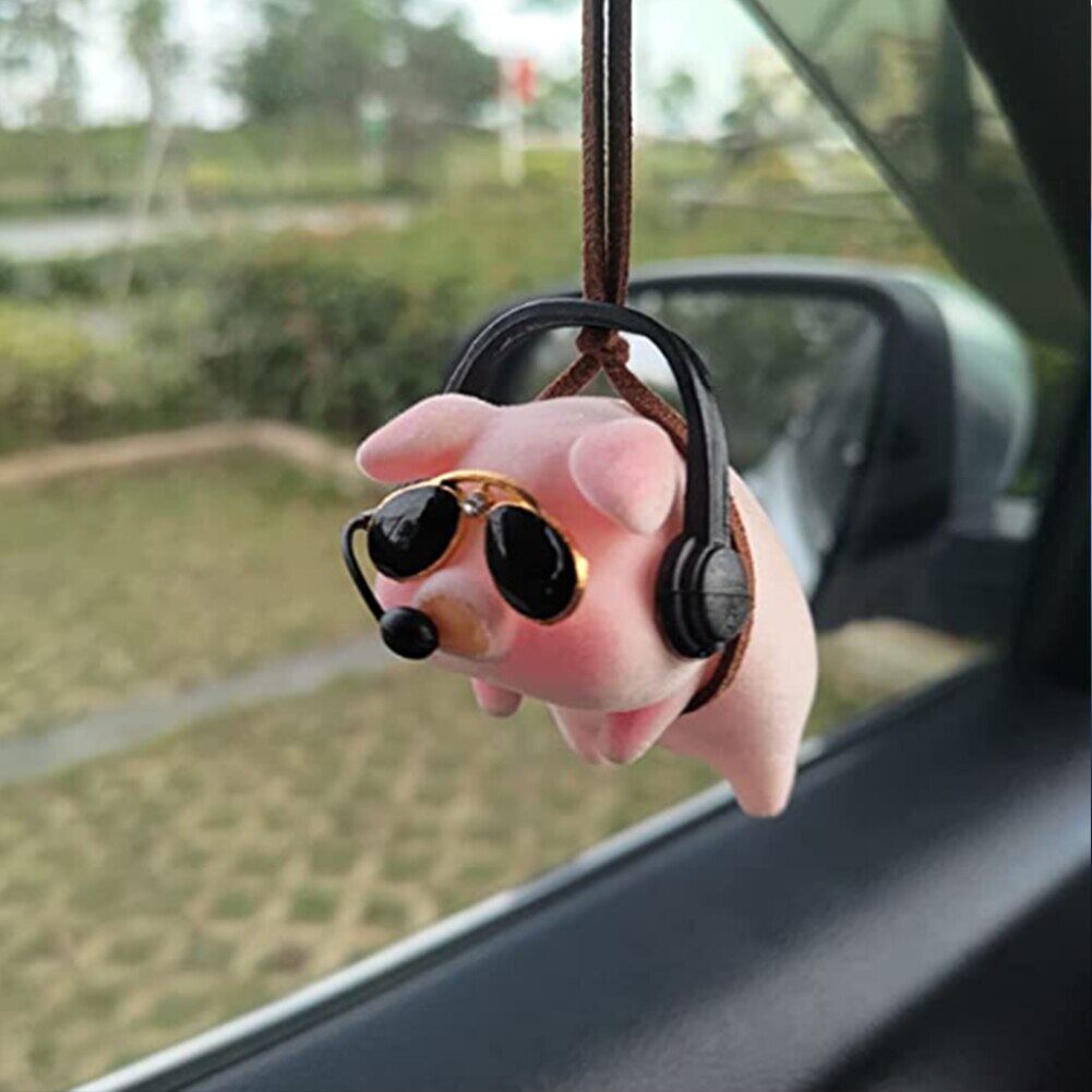 Cute Pig Car Accessorie Swing Pig Car Pendant Auto Rearview Mirror