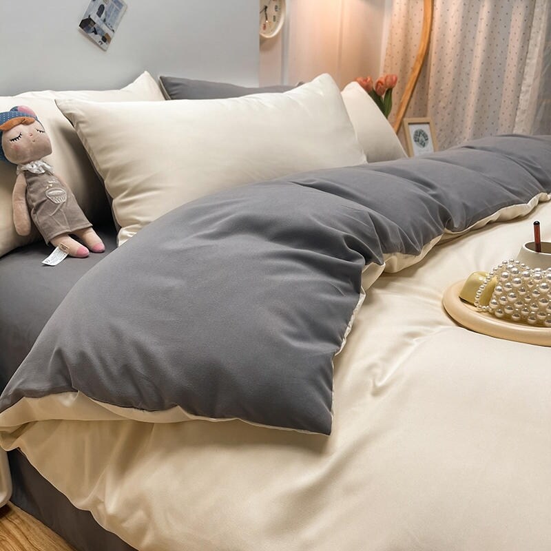 「Touch Home textiles」 1PcSize Duvet Cover Off-White light Gray Simple Housse De Couette 220x240Size Quilt Covers(without Pillowcase)