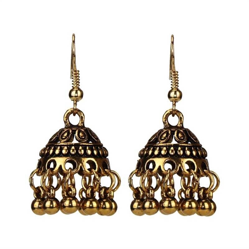 Ấn Độ quốc gia móc bông tai Hoa kim loại rỗng Hoa và thực vật Hoa tai