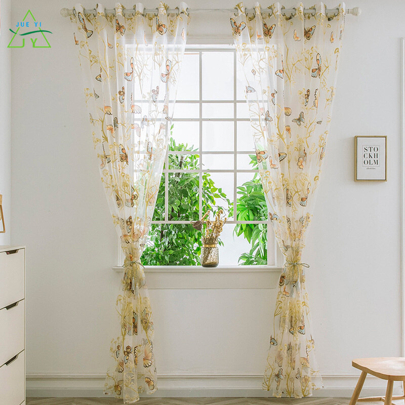 Ks hoa thối hình bướm nhiều màu hoa thối trong suốt có thể giặt được màn cửa sổ hoàn thiện màn cửa sổ ban công phòng khách