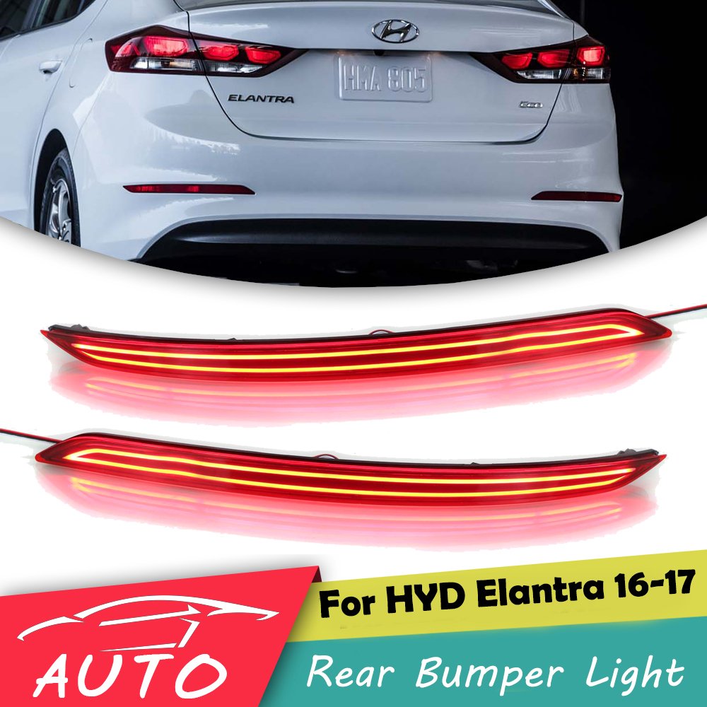 KAPAMZ Rear Bumper Reflector Light For Hyundai Elantra 2019-2020 – Left & Right Pair, Red ABS, OEM 92405-F2500