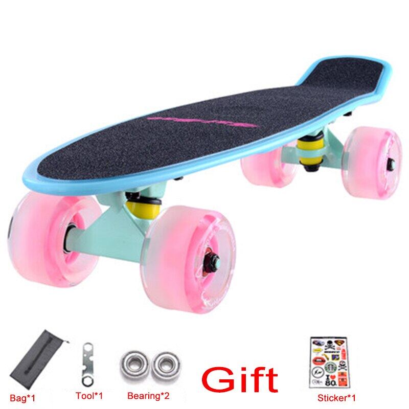 ใหม่22นิ้วสเก็ตบอร์ด Mini Cruiser สเก็ตบอร์ดพลาสติก Longboard กล้วย Fishboard Street กีฬากลางแจ้งสำหรับเด็กผู้หญิงเด็กผู้ชาย