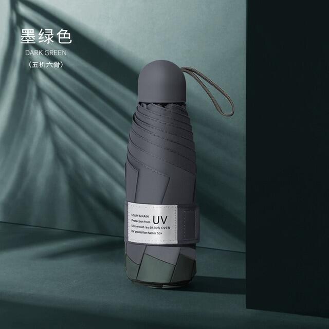 ร่มขนาดเล็กแบบ8จีบสำหรับผู้หญิง,ร่มพกพากันลมป้องกันแสง UV 5พับได้ใช้เดินทางกันฝนมีกระเป๋า