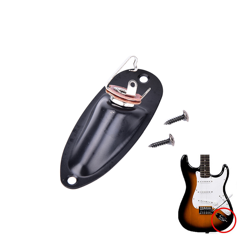 Greenwind Sollipop Black Boat Input Output Jack Plate Socket With Screws for Fender Strat Guitar