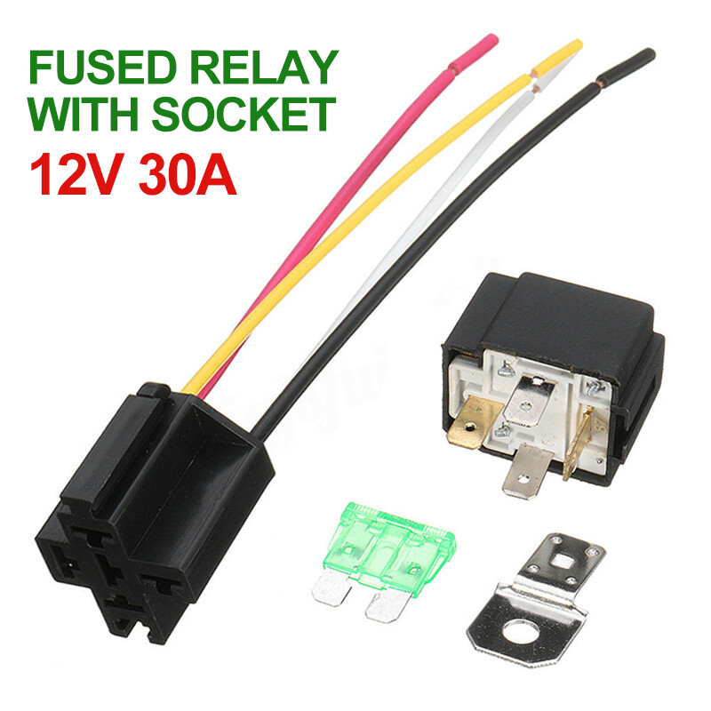 BOKALI 1 Bộ Rơle Ô Tô Bật/Tắt Ô TÔ 12V Mới Cầu Chì 4 Chân 30A Có Ổ Cắm