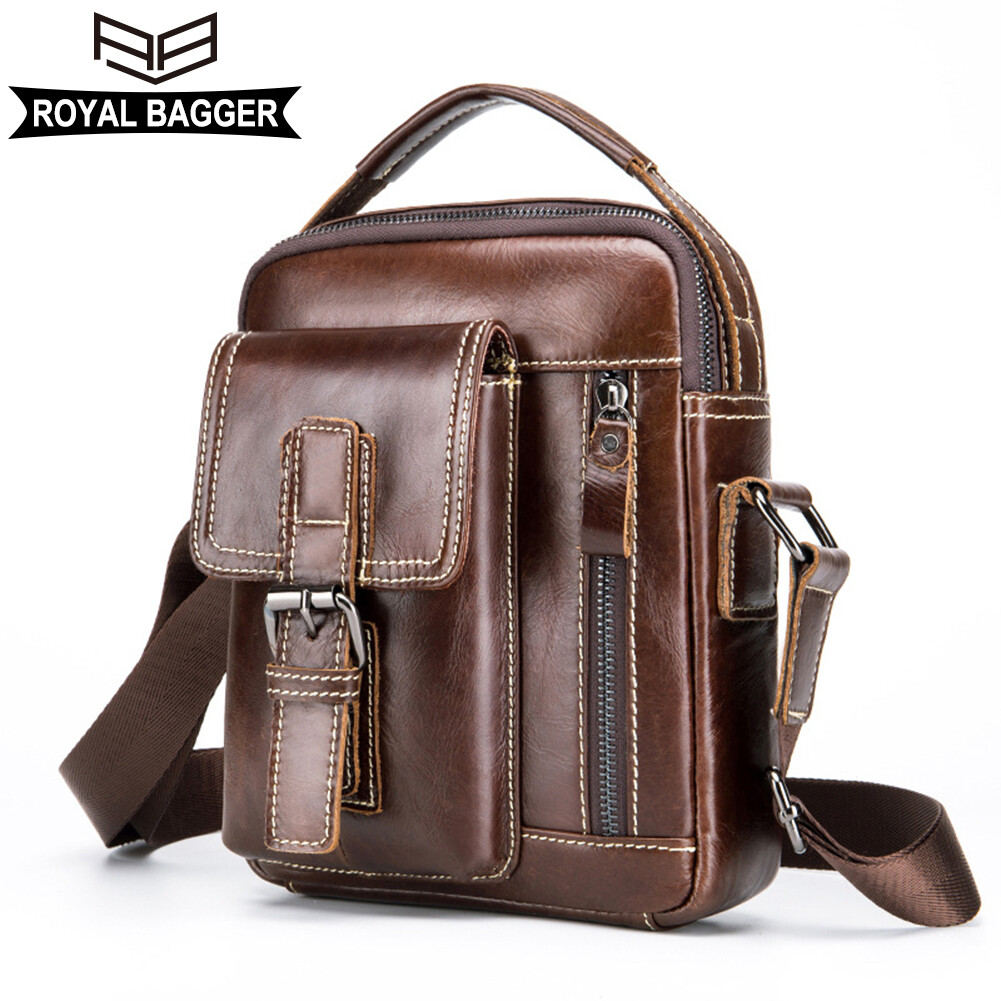 Royal Bagger Túi Đeo Vai Túi Đeo Chéo Cho Nam Túi Đeo Chéo Retro Thời Trang Mới Bằng Da Bò Thật Phong Cách Công Sở Thường Ngày