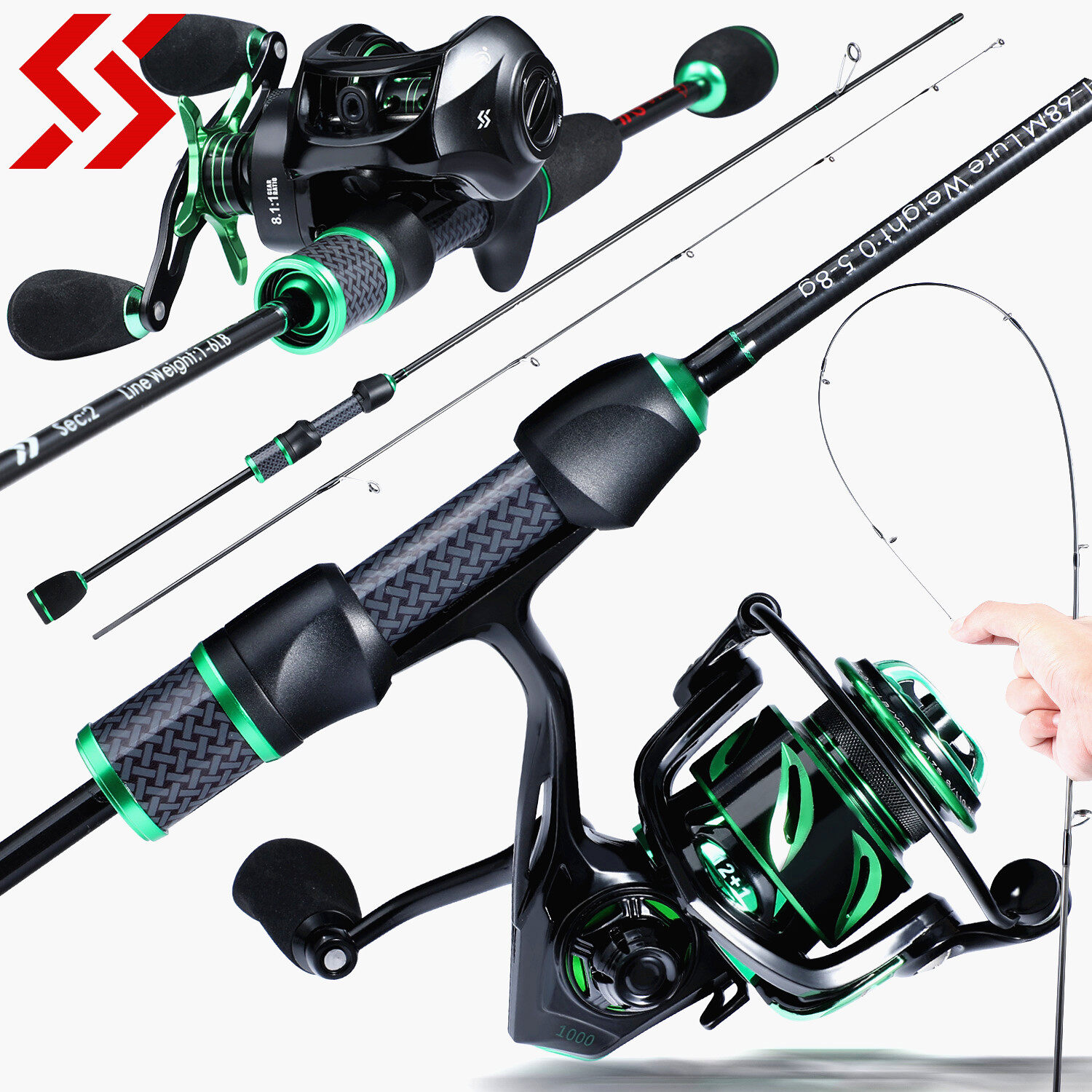 Sougayilang UL Đánh Cá Đánh Cá Đầy Đủ Kit 1.68M/1.8M Quay Và Casting Rod Với 12 + 1 BB 8Kg Kéo Spinning Reel Và Baitcasting Reel Cho Ao Suối Và Sông Fishing Rod Và Reel Thiết Lập.