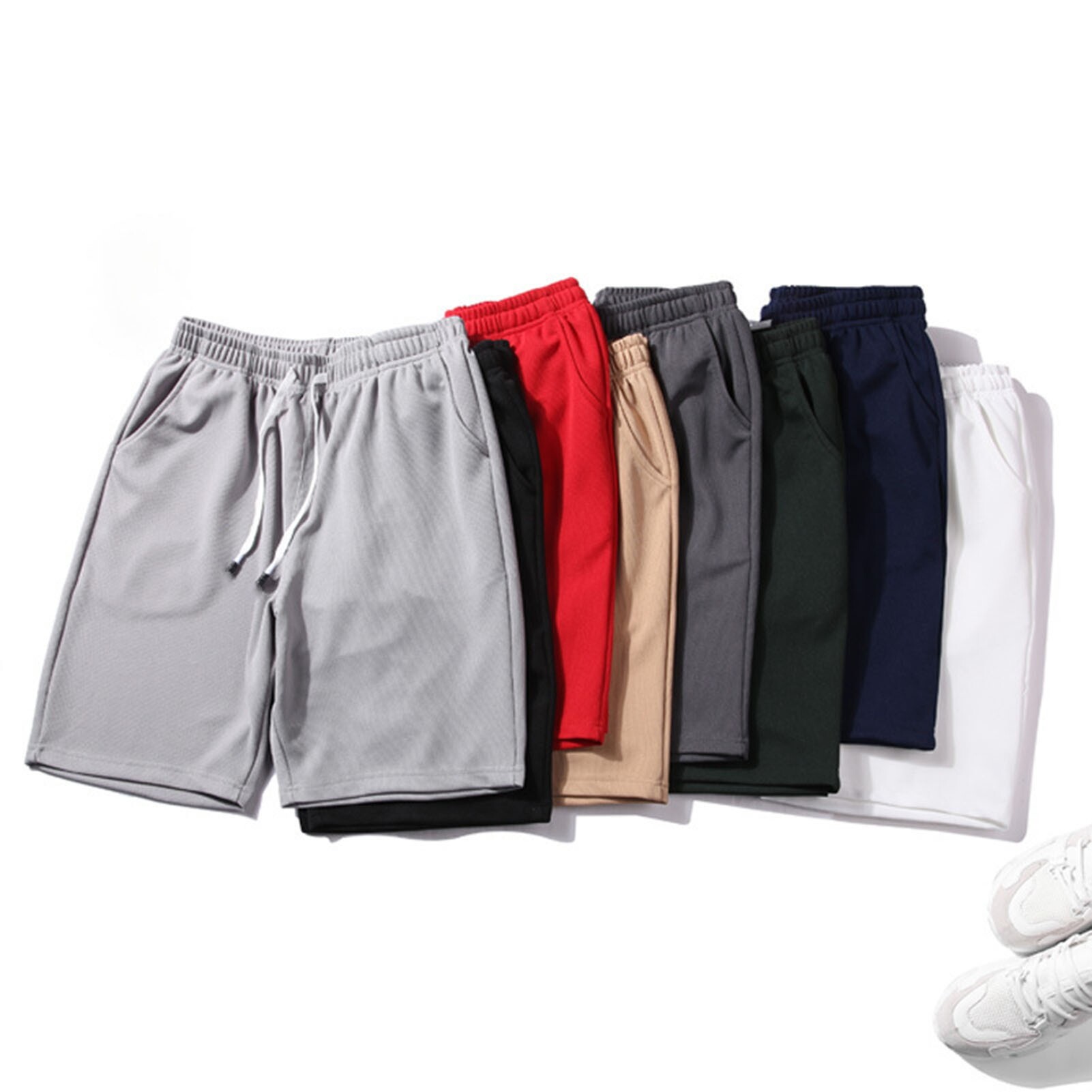 Mens cotton elastic waist on sale shorts