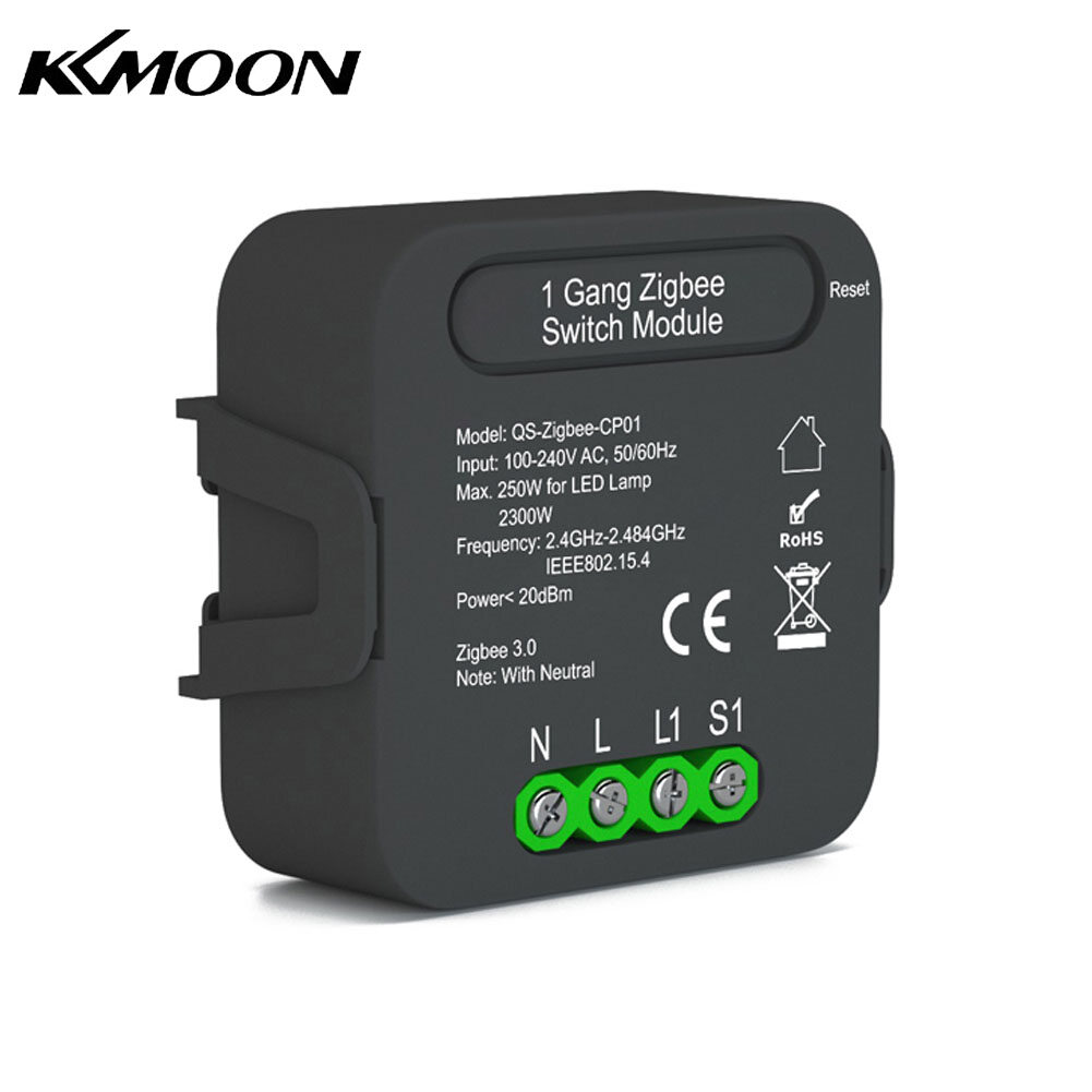 KKmoon QS-Zigbee-CP01 Tuya ZigBee Intelligent Switch Module Intelligent Home Switch Conversion Module 1 Gang Switch Module Device Sharing Timing Function Mobilephone APP Remotes Control for Alexa Google Home Voice Control Used with Gate-way