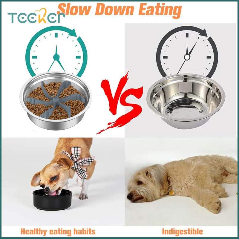 TeekerPet Washable Silicone Separator for Dog Bowl Slow Feeder Anti Choking Tableware with Strong Suction Cups for Large Breed Medium Small Size Dogs Cats Compatible with Regular Bowls to Slow Down Eating ราคา 235 บาท*ส่งฟรี