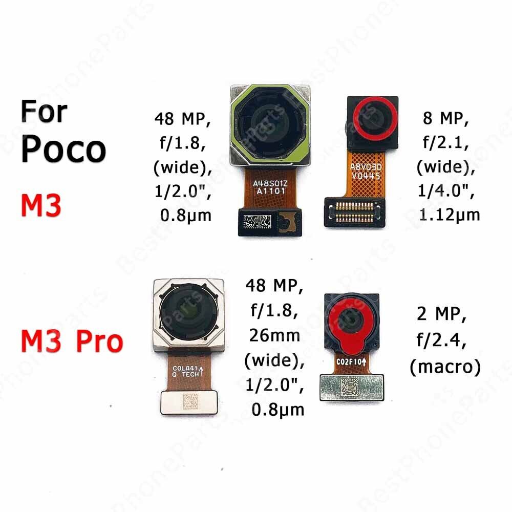 Camera phía sau phía trước cho phù hợp với Xiaomi mi POCO M3 Pro m3pro đối mặt với xem phía trước ban đầu mô-đun Camera sau Selfie phụ tùng nhỏ