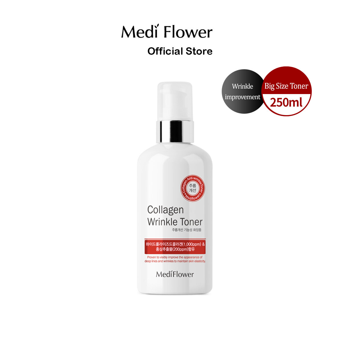 [MEDI FLOWER] - Collagen Wrinkle Toner, 250Ml (Chăm Sóc Nếp Nhăn)-Chăm Sóc Da Hàn Quốc Tốt Nhất + Quà Tặng