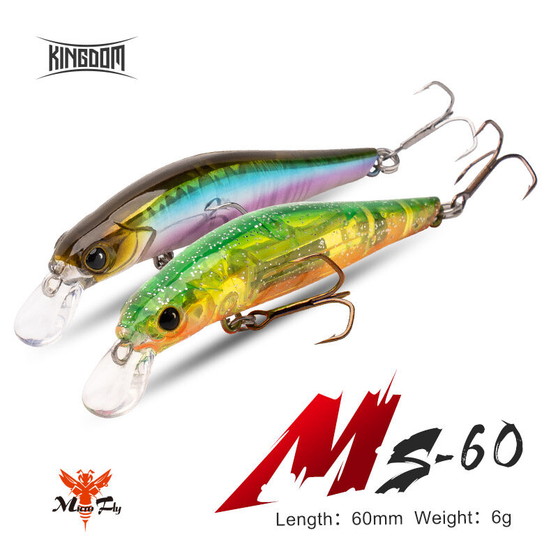 Kingdom Rung Chìm Minnow Ms-60 Cá Thu Hút 60 Mét/6 Gam Chất Lượng Cao Nhân Tạo Nhựa Cứng Bait Tiếng Ồn Hành Động Câu Cá Giải Quyết